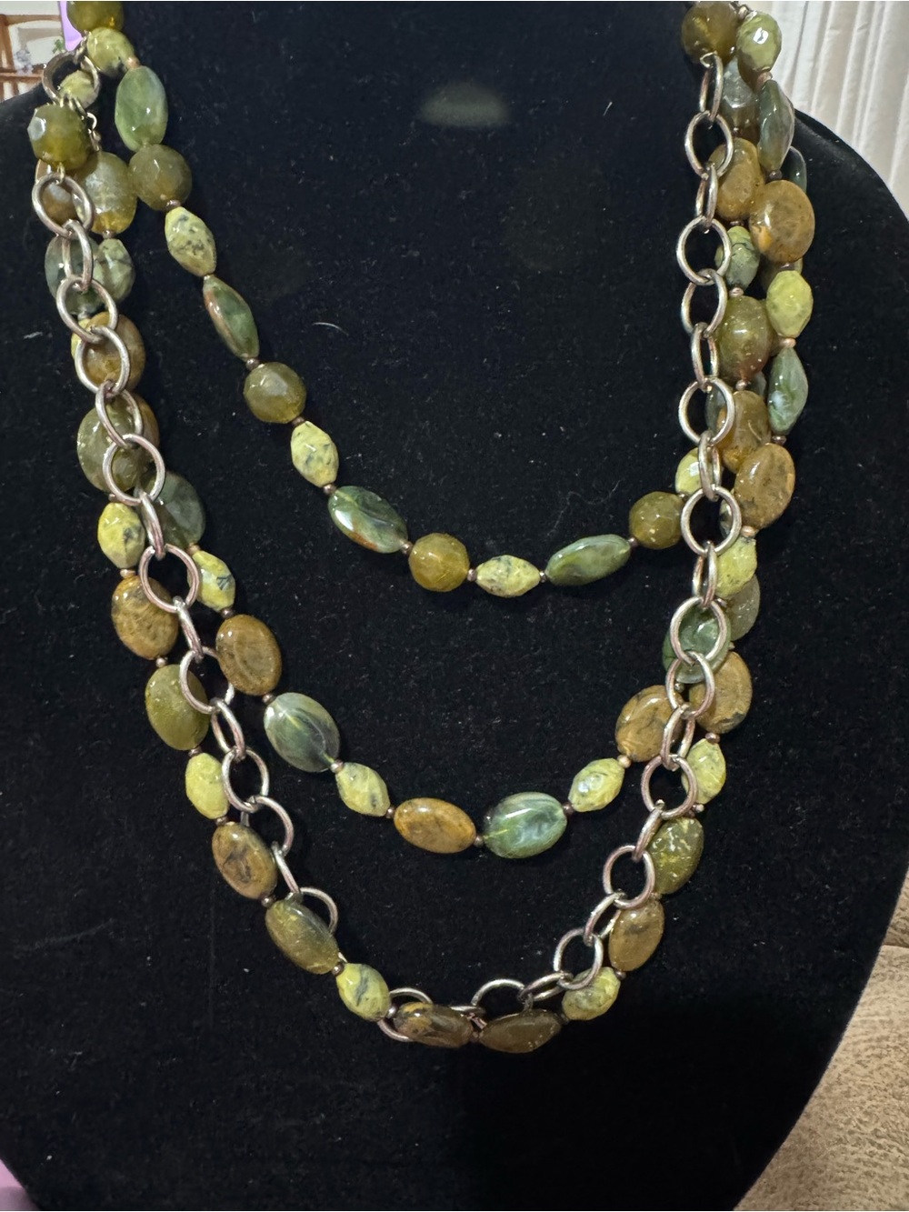 Green Beaded Multi-Strand Necklace - Unbranded